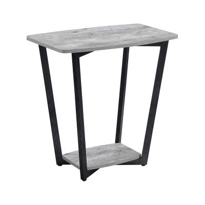 China Assemble 2-Tier Faux Stone Top End Table Side Table For Living Room Large Sofa Table With Storage Rack for sale