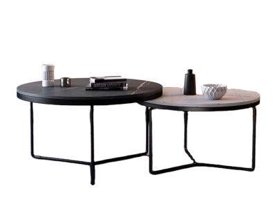 China Modern gray rush coffee table 3 leg round coffee table 2 in 1 living room coffee table wooden combination for sale