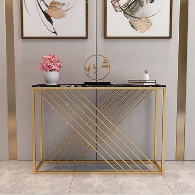 China KD Gold Metal Fram Faux Marble Table Top Lady Wood Console Table for sale