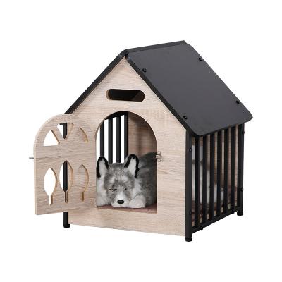 China Breathable Black Metal Portable Indoor Outdoor Cat Dog Wooden Pet House for sale