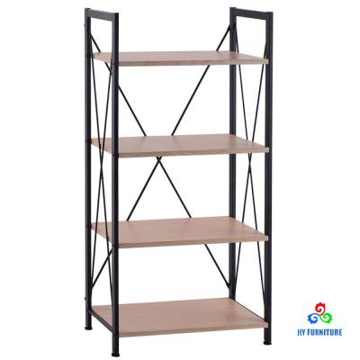 China Sustainable Folding Wooden Book Rack Storage Rack Display Stand With Metal Frame for sale