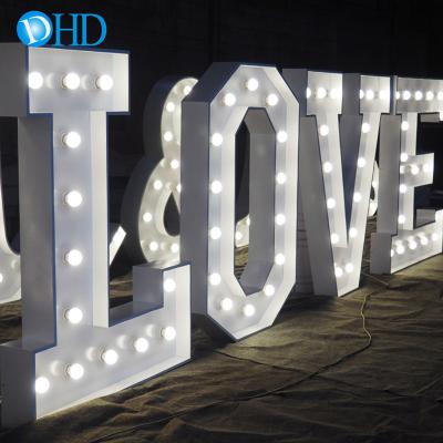 China Wedding 4ft Wedding Marquee Letters Factory Custom Light Bulb Signs Big Letters Love Signs for sale