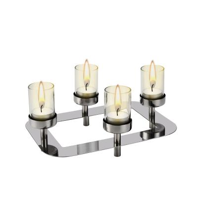 China European style Fordico metal table candle holer stainless steel candle holder with 4 pieces candle cups for home decrovated for sale