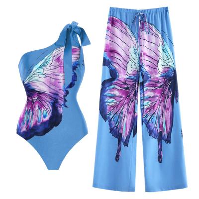 China 2022 Customs Logo Fitness Swimwear Matching Set Antibacterial Beachwear 3 Pieces Set Factory Accept Private Label Logo Print Swimsuit OEN Tag for sale