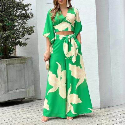 China UNISWIM 2022 Anti-Static Long Sleeve Pants And Trousers Teams Loungewear Green Red Printing Women Fashion Loungewear Matching Set ODM for sale