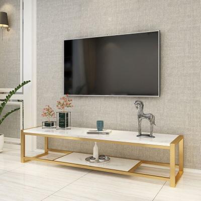 China Modern Simple Luxury Metal Table TV Furniture Living Room Cabinet Fashion TV Marble Table Stand Creative Wholesale Adjustable Light TV for sale