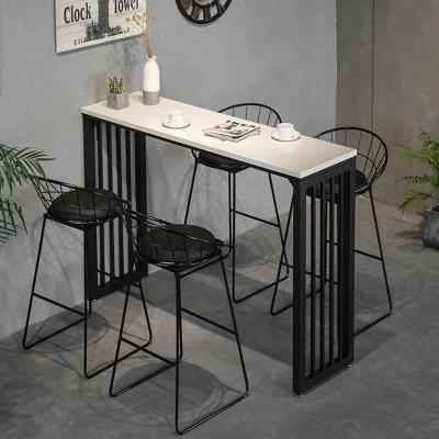 China Industrial Wholesale Cheap Industrial Bar Furniture Retro Coffee Table Set Metal Coffee Marble Top High Table And Bar Stool For Kitchen for sale