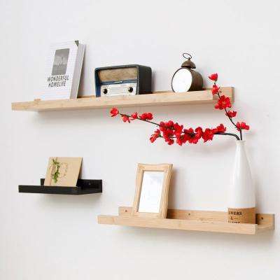 China Wholesale Minimalist Wooden Commercial Living Room Furniture Wall Rack Factory Wall Mounted Bamboo Shelf for sale