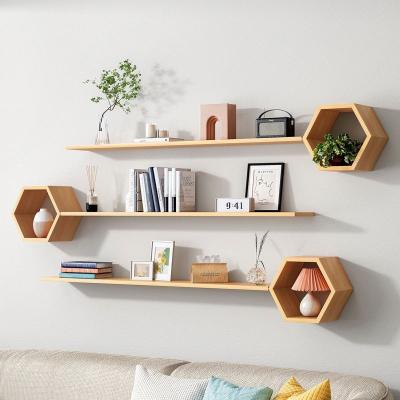 China Wholesale Modern Minimalist Wall Shelf Living Room Bedroom Furniture Simple Wall Rack Wall Mounted China Factory Fashion MDF Storage Rack for sale