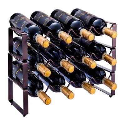 China Wholesale viable industrial wine rack restaurant bar furniture iron frame red wine table desk shelf for sale