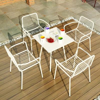 China Wholesale Modern Simple Coffee Table Cafe Patio Furniture Tea Table Leisure Table Chair Outdoor Rustproof Set for sale