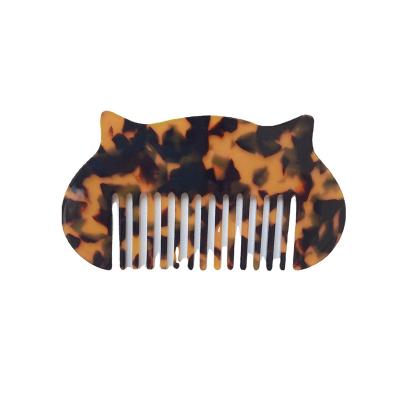 China Easy Wear Stylish New Cellulate Acetate Hair Combs Check Mini Girl Baby Cat Hair Compact Single Comb Marbling for sale