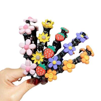 China Hot Sale Fashionable Colorful Kids Hair Beauty Plastic Headband For Girls Acrylic Hard Fruit Flower Headbands Black Headband With Clip for sale