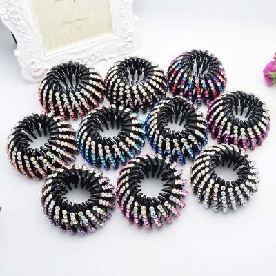 China Wholesale Medium Large Hair Tie Scrunchies Rhinestone Eco Friendly Hair Bands Bird's Nest Hair Clip for sale