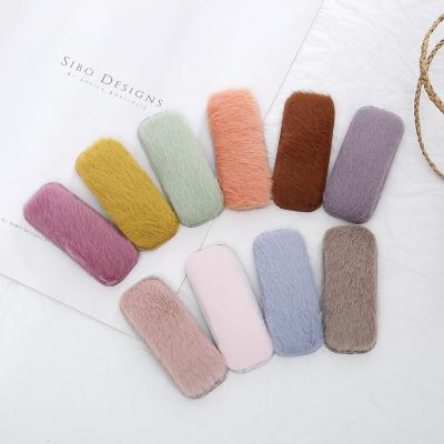 China Smart Casual Customize Soft Winter Hair Clips Hair Clips BB Artificial Fur Soft Square Hair Clip for sale