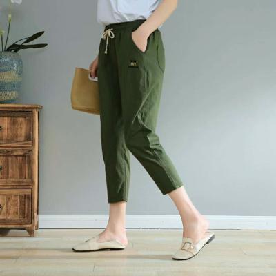 China Women's choice slim loose large size diet cotton quality pants QUICK DRY eight minutes casual pants for sale