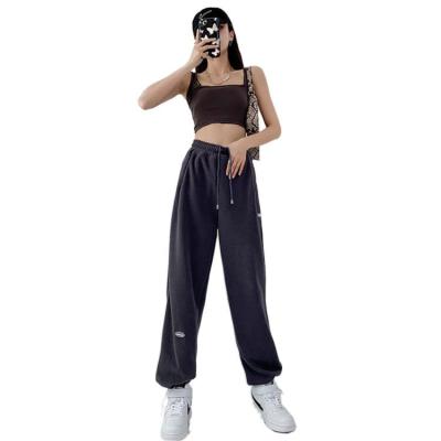 China Anti-pilling 2021 fashion plain sweatpants high waist sports tracksuit women for sale