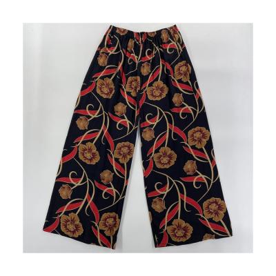 China Hot Selling Women's Wide Leg Pants Summer Breathable Casual High Waist Floral Printing for sale