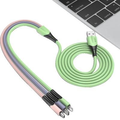 China MP3/MP4 Player New Product Innovation Technology Product Cable MP3/MP4 Player Fast Charging 3 In 1 Liquid Type-C Data Silicon USB Cable for sale