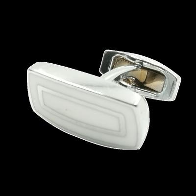 China Custom Logo 3d Enamel Brass Epoxy Cuff Links Silver Plating Brass Metal Square Cufflinks for sale