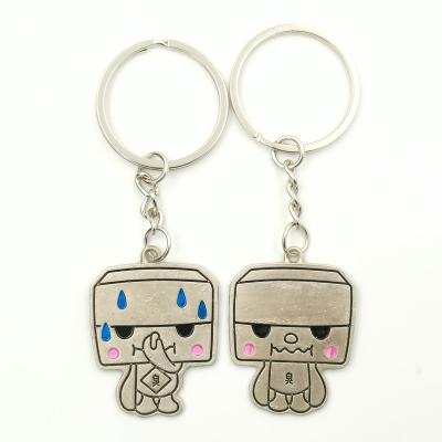 China Creative Promotion Metal Customization Key Chain Cartoon Opposite Sex Gold Enamel Silver Copper Paint Key Chain for sale