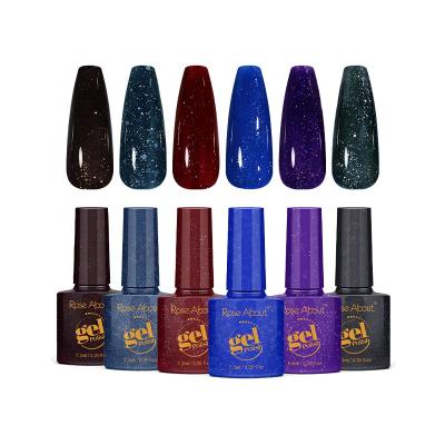 China Nature Resin Rose About 6pcs Glitter Nail Gel Polish Set Soak Off UV Led Lamp Gel Set For Nail Salon for sale