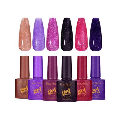 China Nature's Rose About Resin 6 Colors Glitter Nail Salon Home DIY Glitter UV Gel Polish Gel Nail Polish Set for sale