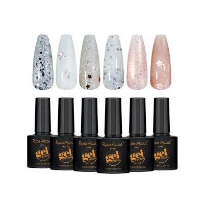 China Nature Resin Rose About 6pcs Glitter Gel Nail Polish Set Soak Off LED Sparkle UV Gel Polish for sale