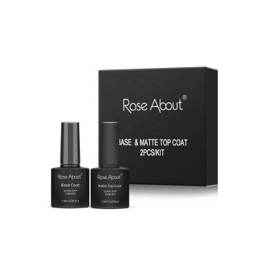 China Rose About 7.3ml Long Lasting Base And Matte Top Coat Kit Soak Off Clear Gel OEM/ODM UV Gel Polish Set for sale