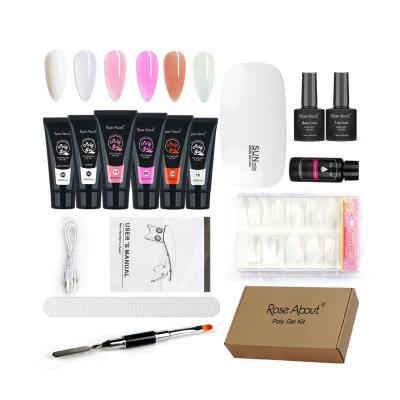 China Rose About Poly Gel Kit Quick Building For Nail Extensions Nail Poly Gel LED UV Lamp UV Gel Polish Set 605 for sale