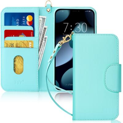 China APPL iphone13 factory wholesale shockproof mini 5.4 inch folio PU leather phone case with wireless charging for sale