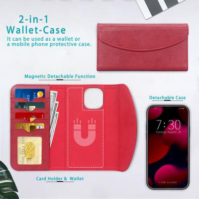 China APPL iphone13 Max Pro Max 6.7 inch PU Leather Shockproof Flip Phone Case With Wireless Charging for sale