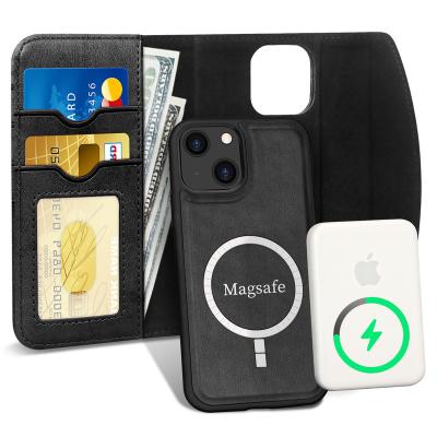 China PU leather shockproof flip phone case for APPL iphone13 mini with wireless charging for sale