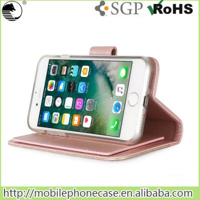 China Matching Color Book Design with 2 Mirror Card Slots 2 Card Slots 1 1 Mirror Flip Leather Case Cover For iPhone 7 for sale