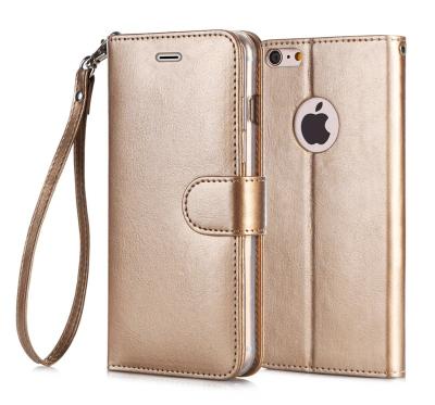 China 360 Â ° Protective Wallet Design with Strap Can Stand in Many Angles Wallet Folio Flip PU Leather Cell Phone Case with Wrist Strap for iPhone 6s 4.7 for sale