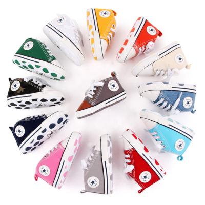 China Boys Girl Sports Star Sneakers Canvas Baby Anti-Slip Baby Shoe First Walkers Toddler Infant Newborn Classic Round Shoes for sale