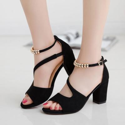 China New Women's Summer Fashion Trend Roman Thick Heel Sandals High Heel Casual Fish Say Big Size Women's Lipstick Shoes for sale