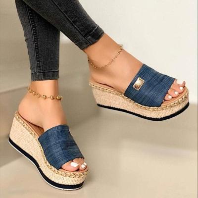 China Fashion Trend Wholesale Plus Size Shoes For Women Wedge Heel Shoes Fashionable Ladies Sandals for sale