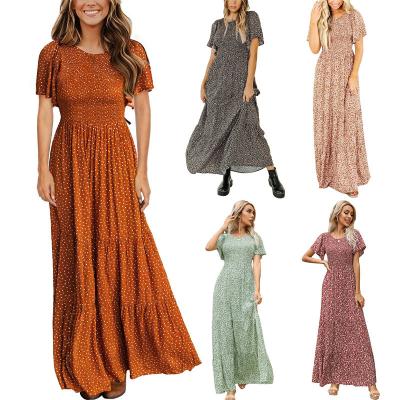 China Anti-Wrinkle 2022 Summer Popular Casual Floral Bohemian Long Dress Printed Maxi Dress for sale