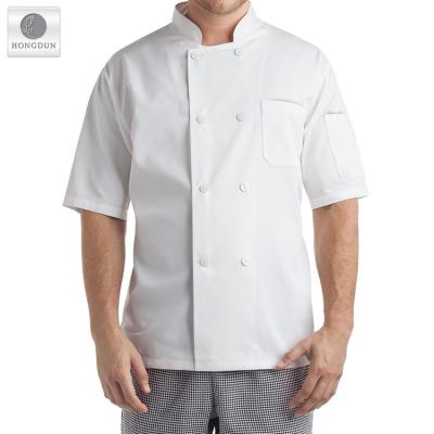 China Factory Wholesale Supply Anti Shrink White Color Shorts Sleeves French Design Chef Cook Clothing Jacket Uniforms for sale