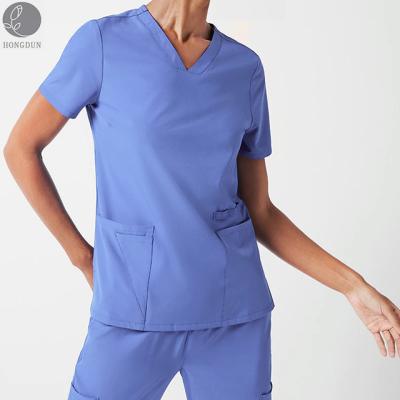 China fashionable Anti-wrinkle v-neck unisex nursing scrubs / hospital uniform / medical scrubs for sale