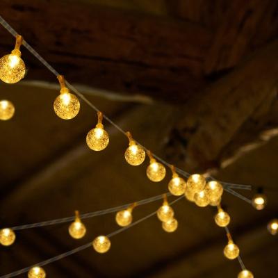 China Indoor Outdoor Decoration Led Crystal Globe Solar String Lights Outdoor 10m Decoration 