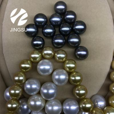 China Jewelry making natural black color undrilled loose tahtian beads in perfect round shape for sale