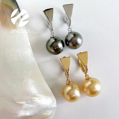 China New Design CLASSIC Natural Tahitian Pearl Color Hanging Drop Earrings For Women Gift Color South Sea Pearl Party 18K Gold Gold for sale