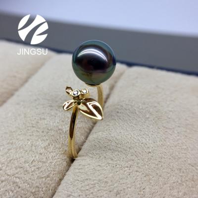 China CLASSIC Fashionable Design Womens 18k Gold Tahitian Pearl Ring for sale