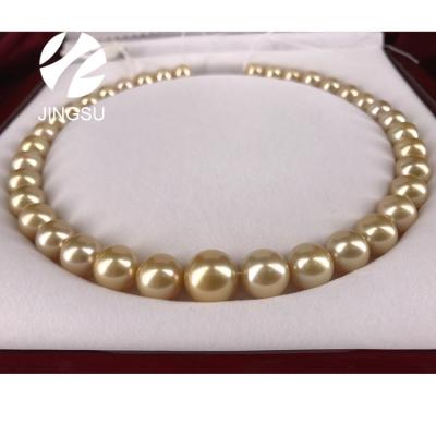 China Wholesale Traditional CLASSIC Color Natural Dark Gold Quality South Sea Pearl Necklace Chain Jewelry Type for sale