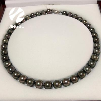 China Wholesale BOHEMIA fashion high luster quality round shape natural color black tahitian pearls beads necklace for sale