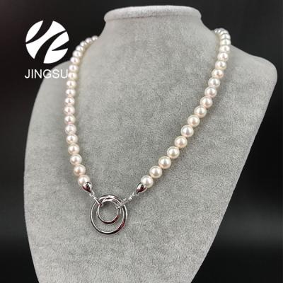 China Wholesale quality traditional akoya cultured pearl office/career women necklace with fashion silver clasp design for sale