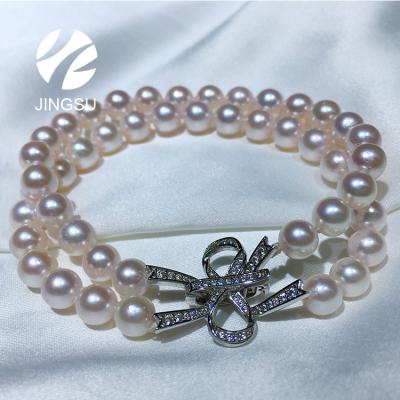 China CLASSIC Bracelet Charms For Jewelry Making Women Gift Akoya Cultured Pearl Party White Color Pearls Anniversary Butterfly Clasp for sale