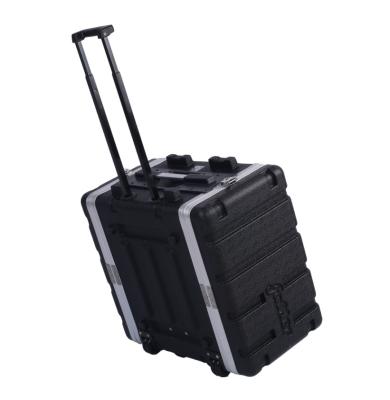 China 10u 4U ABS Shallow Rack Case With Wheels Top And Side Handle for sale